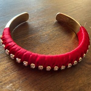 J Crew Ribbon Wrapped Gold Cuff Bracelet - Med/Large